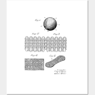 Tennis Ball Vintage Patent Hand Drawing Posters and Art